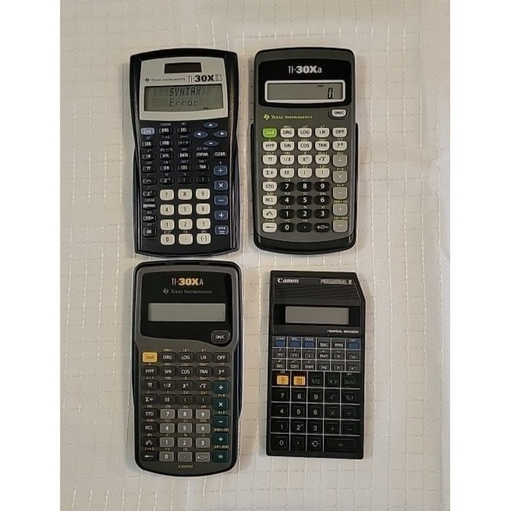 Lot of 4 Calculators - Cannon & Texas Instruments Mixed Models and Conditions‎